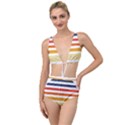 Illustration Retro Sun Sunset Vintage Graphic Tied Up Two Piece Swimsuit View1