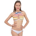 Illustration Retro Sun Sunset Vintage Graphic Cross Front Halter Bikini Top View1