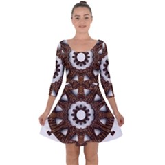 Gear Clockwork Decorative Fancy Quarter Sleeve Skater Dress by Wegoenart