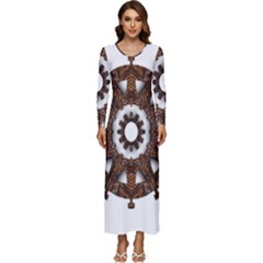 Gear Clockwork Decorative Fancy Long Sleeve Velour Longline Maxi Dress