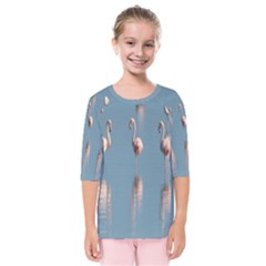 Flamingo Birds Plumage Sea Water Animal Exotic Kids  Quarter Sleeve Raglan Tee