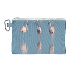 Flamingo Birds Plumage Sea Water Animal Exotic Canvas Cosmetic Bag (large) by artworkshop