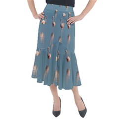 Flamingo Birds Plumage Sea Water Animal Exotic Midi Mermaid Skirt by artworkshop