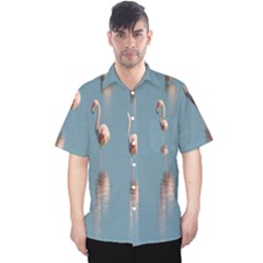 Flamingo Birds Plumage Sea Water Animal Exotic Men s Hawaii Shirt