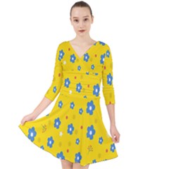  Flowers Spring Quarter Sleeve Front Wrap Dress by artworkshop