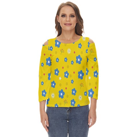  Flowers Spring Cut Out Wide Sleeve Top by artworkshop