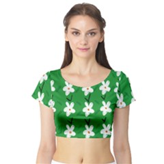 Flowers Art Pattern Floral Short Sleeve Crop Top