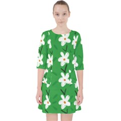 Flowers Art Pattern Floral Quarter Sleeve Pocket Dress by artworkshop