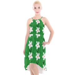 Flowers Art Pattern Floral High-low Halter Chiffon Dress  by artworkshop