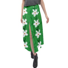 Flowers Art Pattern Floral Velour Split Maxi Skirt by artworkshop