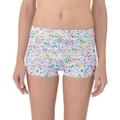 Flowery Floral Abstract Decorative Ornamental Reversible Boyleg Bikini Bottoms by artworkshop