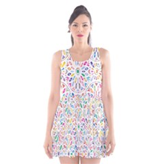 Flowery Floral Abstract Decorative Ornamental Scoop Neck Skater Dress by artworkshop