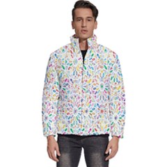 Flowery Floral Abstract Decorative Ornamental Men s Puffer Bubble Jacket Coat by artworkshop