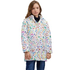 Flowery Floral Abstract Decorative Ornamental Kid s Hooded Longline Puffer Jacket by artworkshop