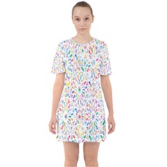 Flowery Floral Abstract Decorative Ornamental Sixties Short Sleeve Mini Dress by artworkshop