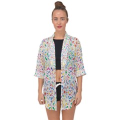 Flowery Floral Abstract Decorative Ornamental Open Front Chiffon Kimono by artworkshop