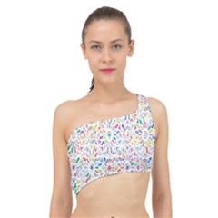 Flowery Floral Abstract Decorative Ornamental Spliced Up Bikini Top  by artworkshop