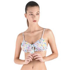 Flowery Floral Abstract Decorative Ornamental Tie Up Cut Bikini Top by artworkshop