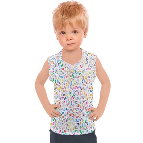 Flowery Floral Abstract Decorative Ornamental Kids  Sport Tank Top by artworkshop