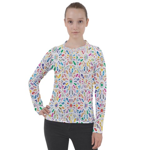 Flowery Floral Abstract Decorative Ornamental Women s Pique Long Sleeve Tee by artworkshop