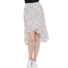 Flowery Floral Abstract Decorative Ornamental Frill Hi Low Chiffon Skirt by artworkshop