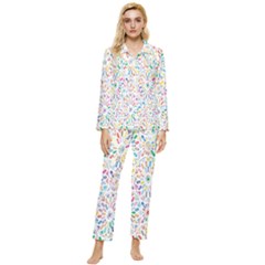 Flowery Floral Abstract Decorative Ornamental Womens  Long Sleeve Velvet Pocket Pajamas Set