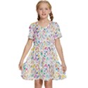 Flowery Floral Abstract Decorative Ornamental Kids  Short Sleeve Tiered Mini Dress View1