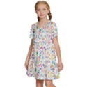 Flowery Floral Abstract Decorative Ornamental Kids  Short Sleeve Tiered Mini Dress View2