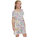 Flowery Floral Abstract Decorative Ornamental Kids  Short Sleeve Tiered Mini Dress View3