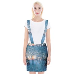 Frost Winter Morning Snow Season White Holiday Braces Suspender Skirt by artworkshop