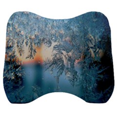 Frost Winter Morning Snow Season White Holiday Velour Head Support Cushion by artworkshop