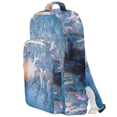 Frost Winter Morning Snow Season White Holiday Double Compartment Backpack by artworkshop