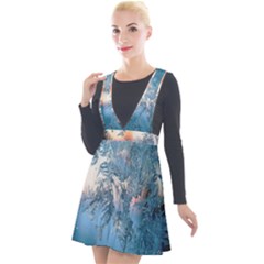 Frost Winter Morning Snow Season White Holiday Plunge Pinafore Velour Dress by artworkshop