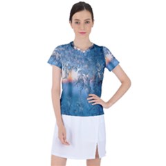 Frost Winter Morning Snow Season White Holiday Women s Sports Top by artworkshop