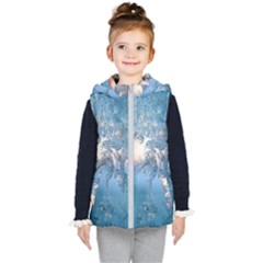 Frost Winter Morning Snow Season White Holiday Kids  Hooded Puffer Vest by artworkshop