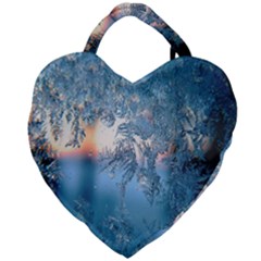 Frost Winter Morning Snow Season White Holiday Giant Heart Shaped Tote by artworkshop