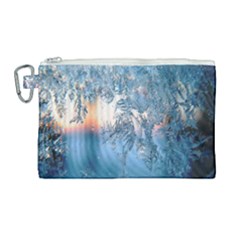 Frost Winter Morning Snow Season White Holiday Canvas Cosmetic Bag (large) by artworkshop