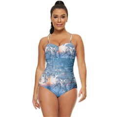 Frost Winter Morning Snow Season White Holiday Retro Full Coverage Swimsuit by artworkshop