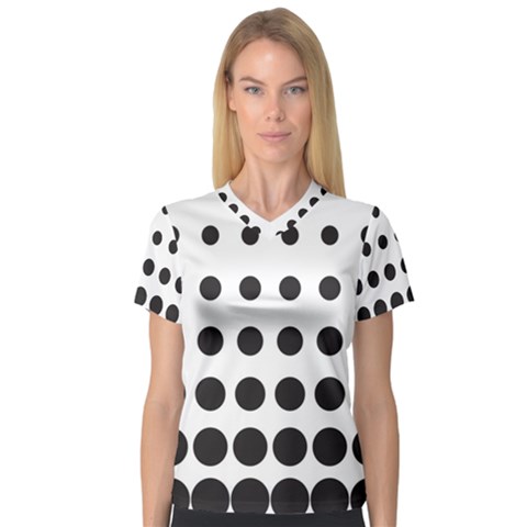 Halftone Pattern Dot Modern Retro Texture Circle V-neck Sport Mesh Tee by artworkshop