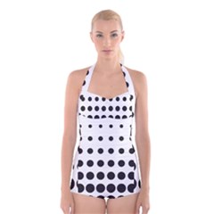 Halftone Pattern Dot Modern Retro Texture Circle Boyleg Halter Swimsuit  by artworkshop