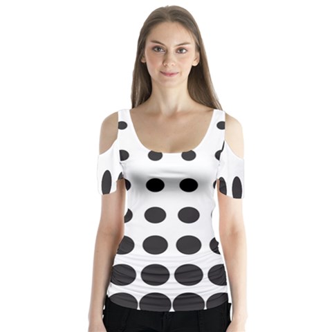 Halftone Pattern Dot Modern Retro Texture Circle Butterfly Sleeve Cutout Tee  by artworkshop