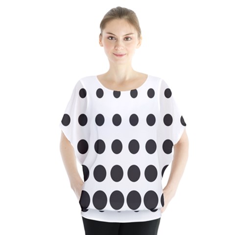 Halftone Pattern Dot Modern Retro Texture Circle Batwing Chiffon Blouse by artworkshop