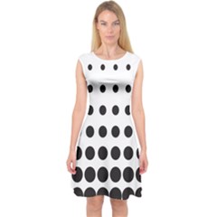 Halftone Pattern Dot Modern Retro Texture Circle Capsleeve Midi Dress by artworkshop