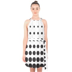 Halftone Pattern Dot Modern Retro Texture Circle Halter Collar Waist Tie Chiffon Dress by artworkshop