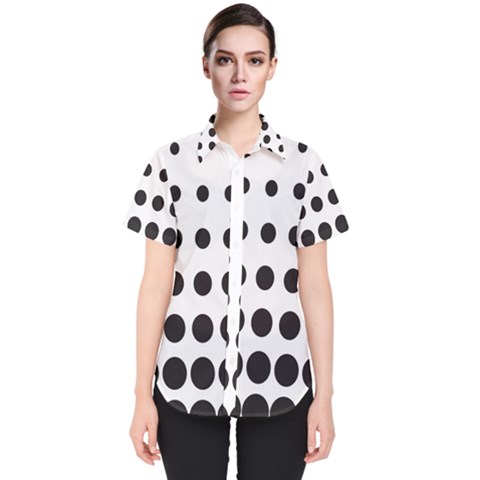 Halftone Pattern Dot Modern Retro Texture Circle Women s Short Sleeve Shirt by artworkshop