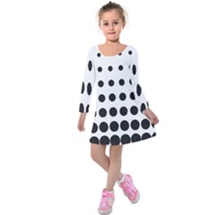 Halftone Pattern Dot Modern Retro Texture Circle Kids  Long Sleeve Velvet Dress by artworkshop