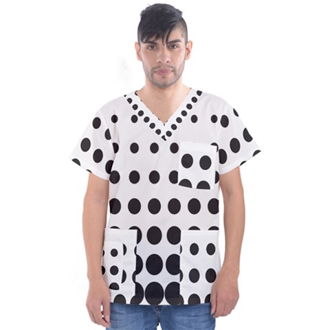 Halftone Pattern Dot Modern Retro Texture Circle Men s V-neck Scrub Top by artworkshop