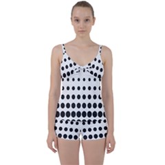 Halftone Pattern Dot Modern Retro Texture Circle Tie Front Two Piece Tankini by artworkshop