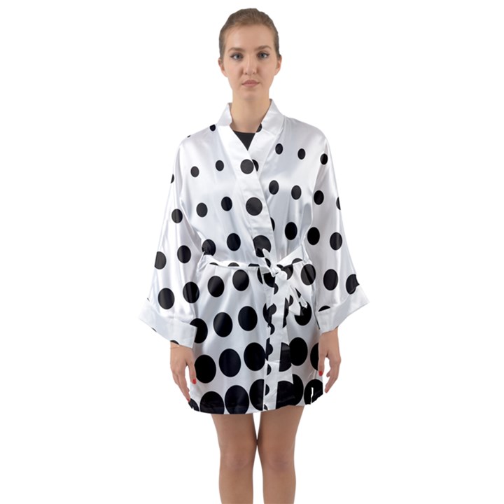 Halftone Pattern Dot Modern Retro Texture Circle Long Sleeve Satin Kimono