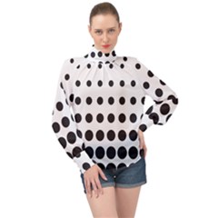 Halftone Pattern Dot Modern Retro Texture Circle High Neck Long Sleeve Chiffon Top by artworkshop